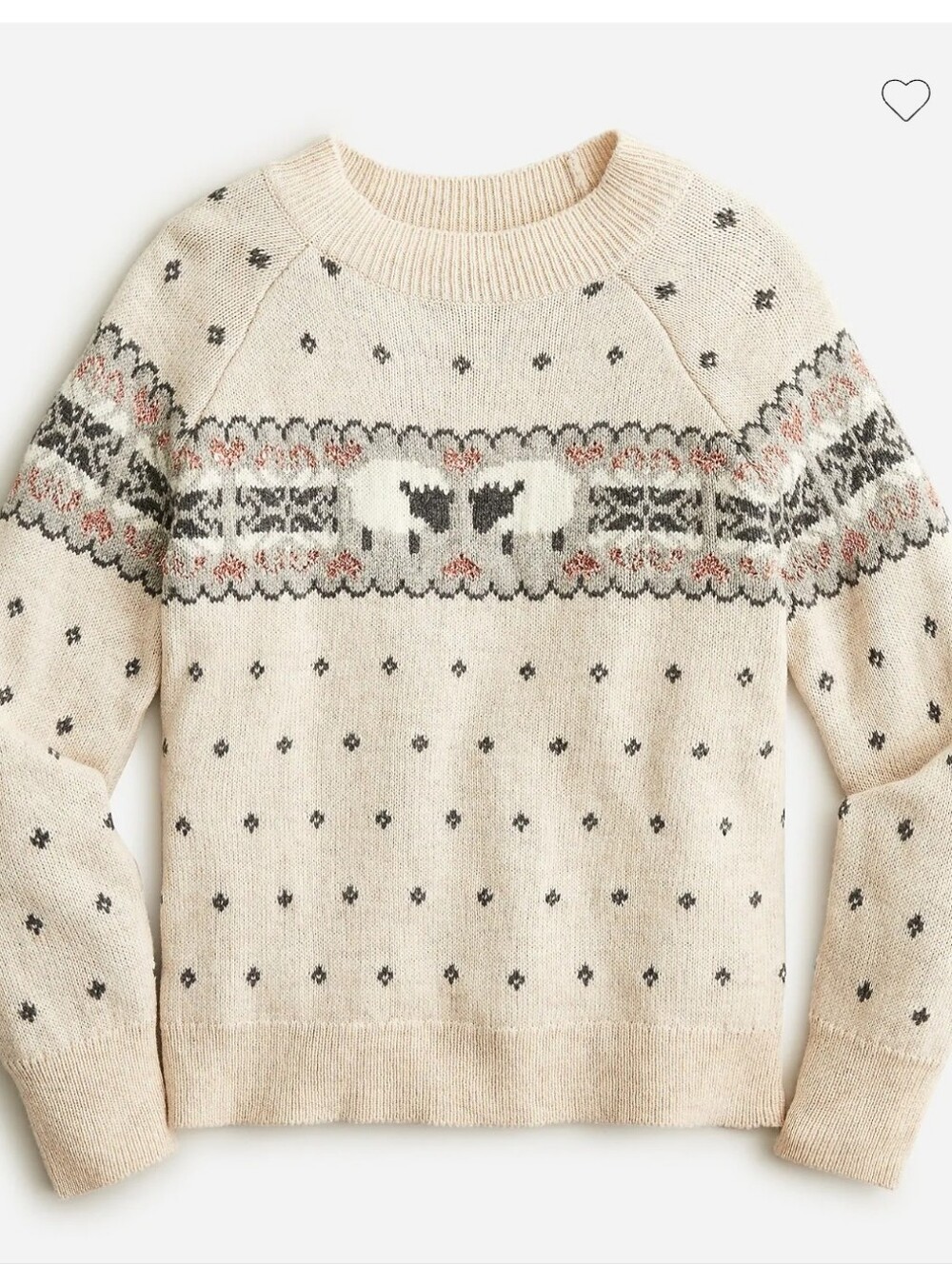 J. Crew Girls' Sheep Fair Isle Sweater Large 10-12